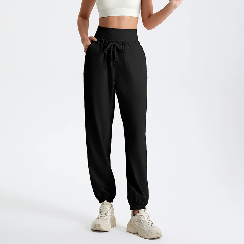 Pantaloni da jogging da donna pantaloni sportivi da Yoga a vita alta con coulisse pantaloni da corsa a gamba larga pantaloni sportivi larghi da palestra elastici ad asciugatura rapida