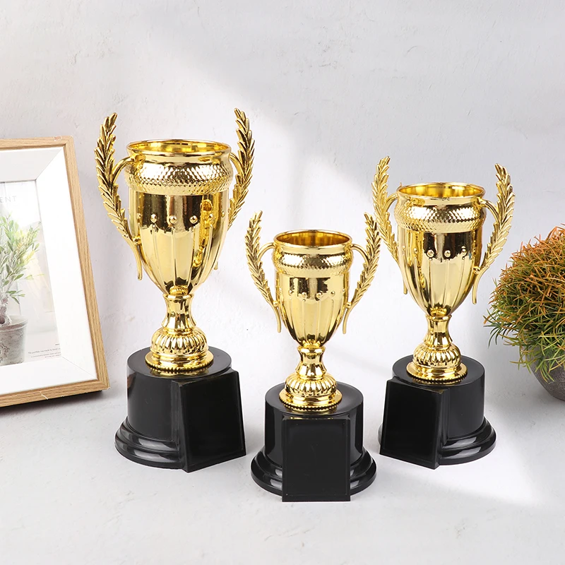 Miniature 1Pcs Plastic Champion Trophy; Gold Color; Ideal Toy & Prize for Children's Competitions