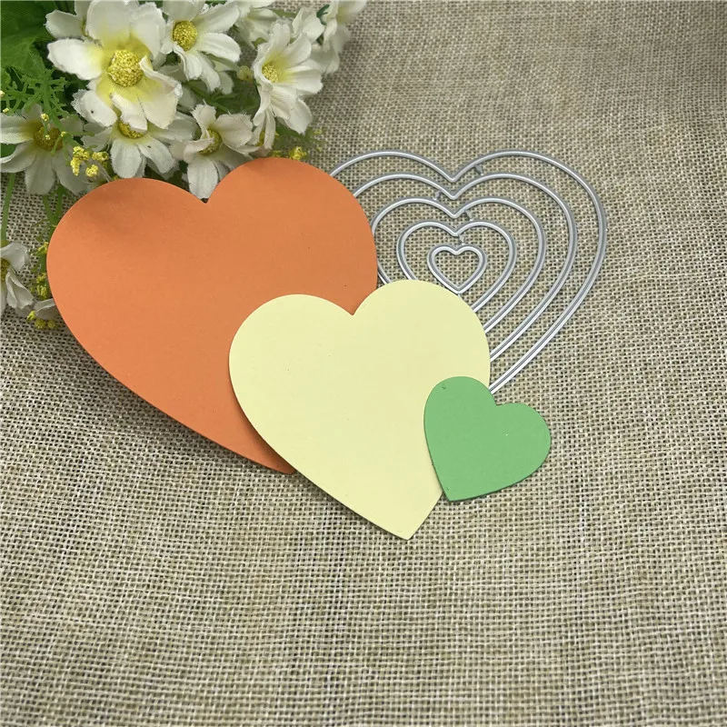 5Pcs heart Border frame Metal Cutting Dies Stencils For DIY Scrapbooking Decorative Embossing Handcraft Template