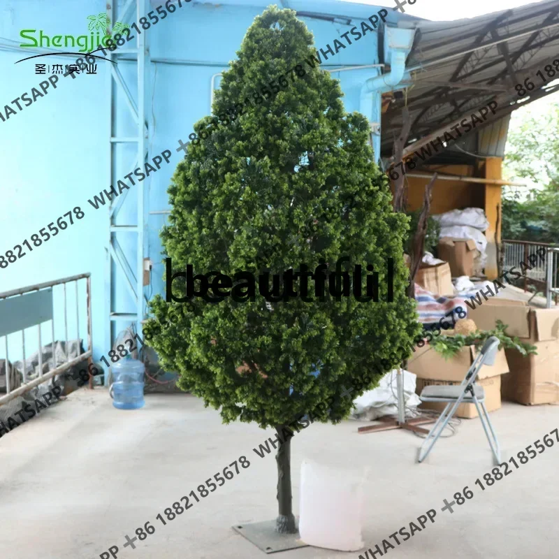 zJ Green planting tree simulation real wooden pole green plant outdoor landscaping jiuli fragrant fake tree
