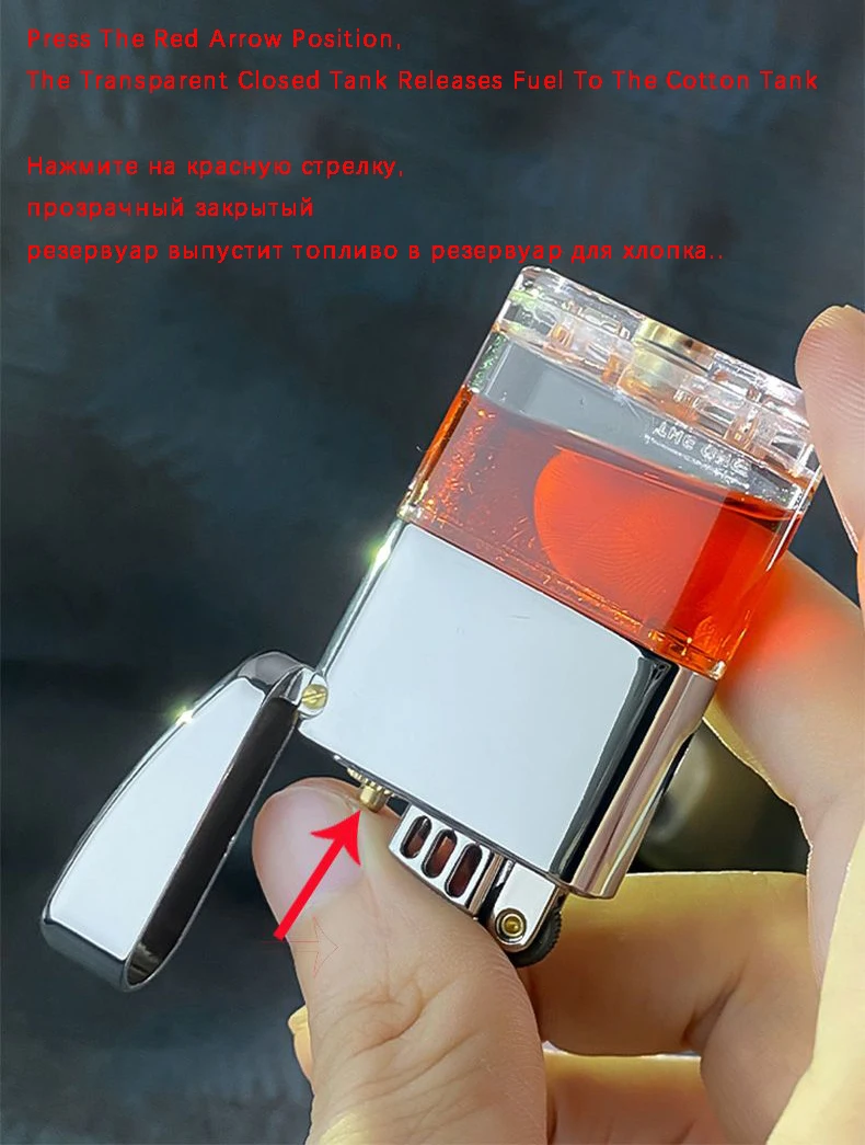 New Fuel Gasoline Lighter Galvanized Alloy/pc Material 2 Oil Tanks Transparent Long-time Working Smoking Gadgets