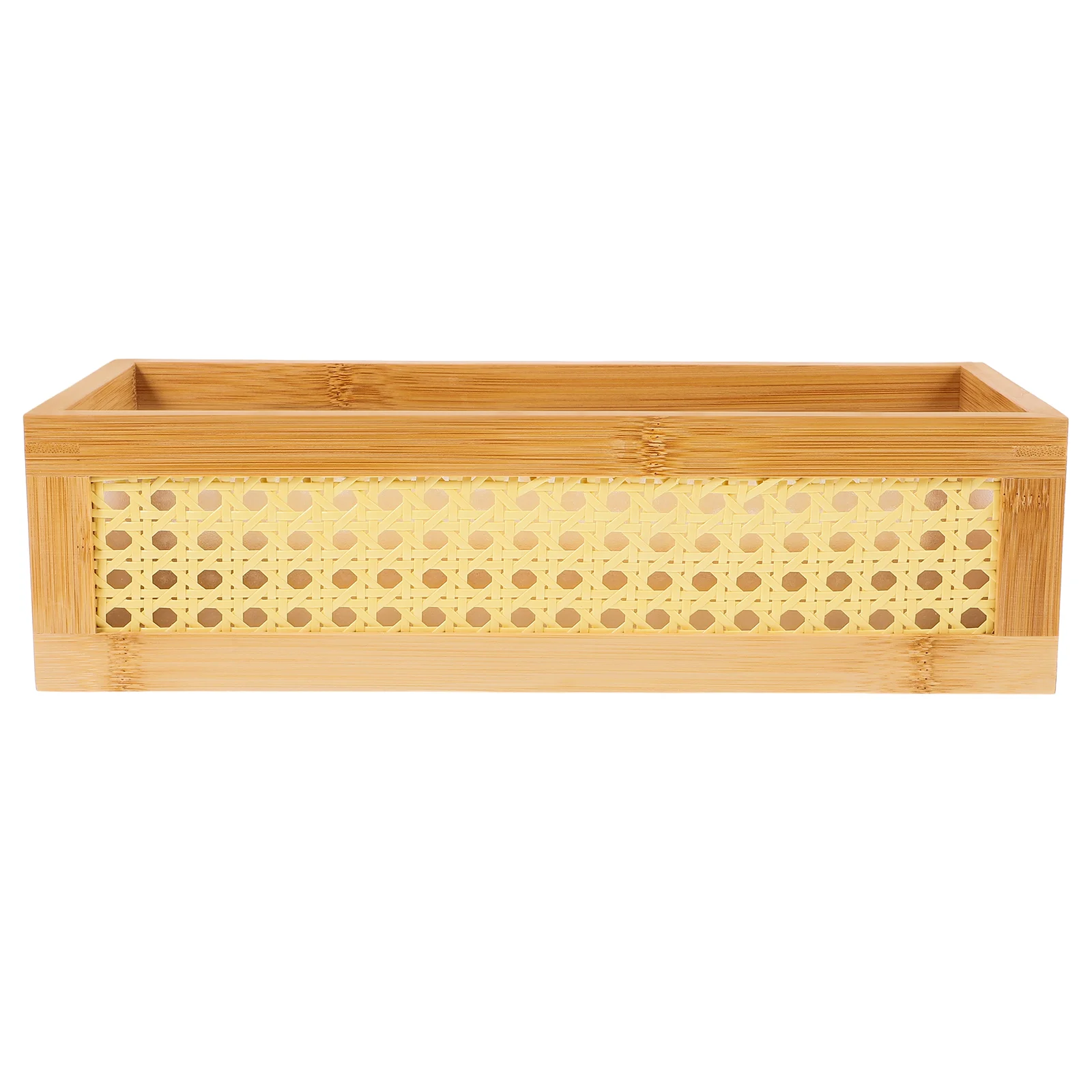 

Bamboo Storage Box Decorative Basket Baskets For Woven Desktop Office Rectangular