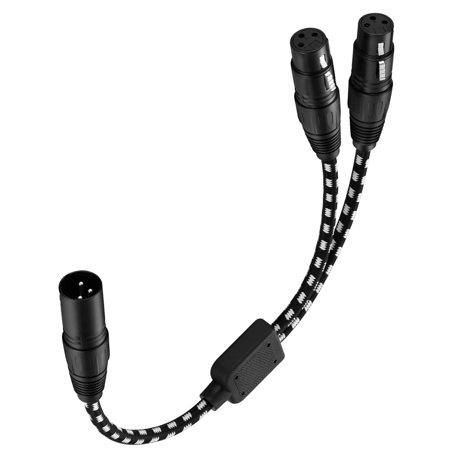 lballist 50cm Braided XLR Male to Dual Female 3pin Y Splitter Cable Dual(Foil+Braided) Shielded For Microphone Mixer Amplifier