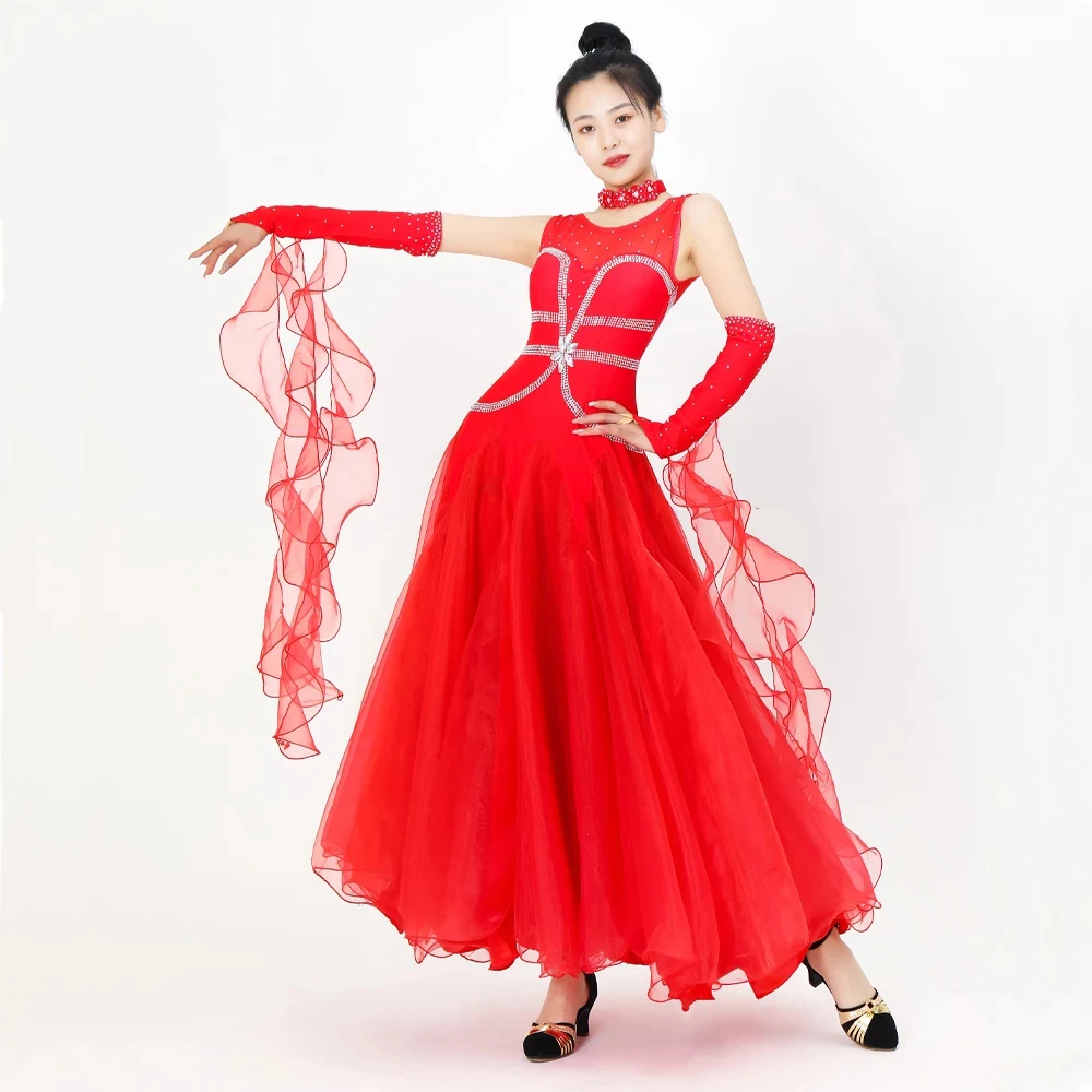 2025 Ballroom Dans Jurk Vrouwen Modern Kostuum Meisjes Match Wals Outfit Volwassen Luxe Avondpak Kinderkleding Volume Contes