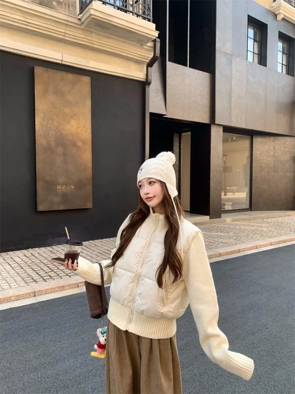 

Lightweight Knitted Cotton Jaet Women's Stand Collar ort Sle Spring New Faionable Warm Outerwear Commute Sle