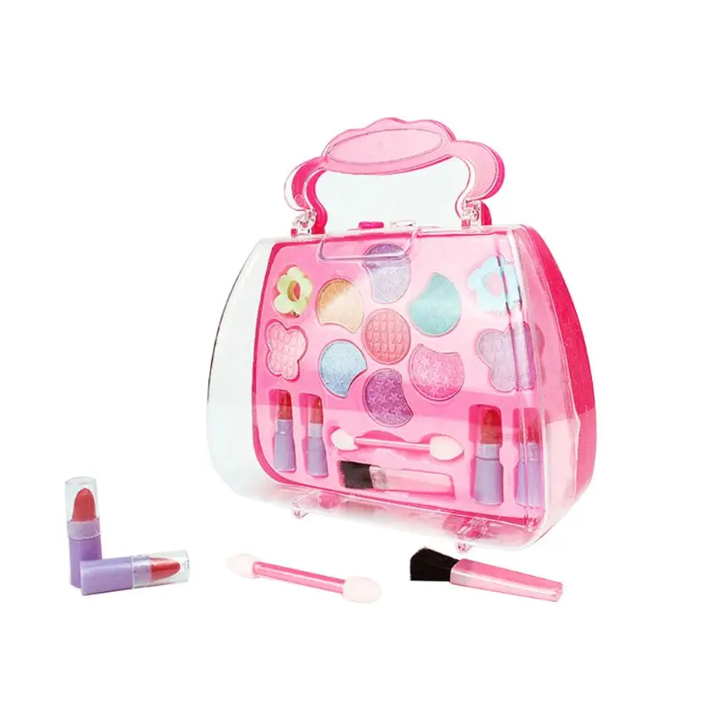 Q0KB Safe Non Toxic Children Girl Princess Makeup Set Eyeshadow Lipstick Brush  Pr