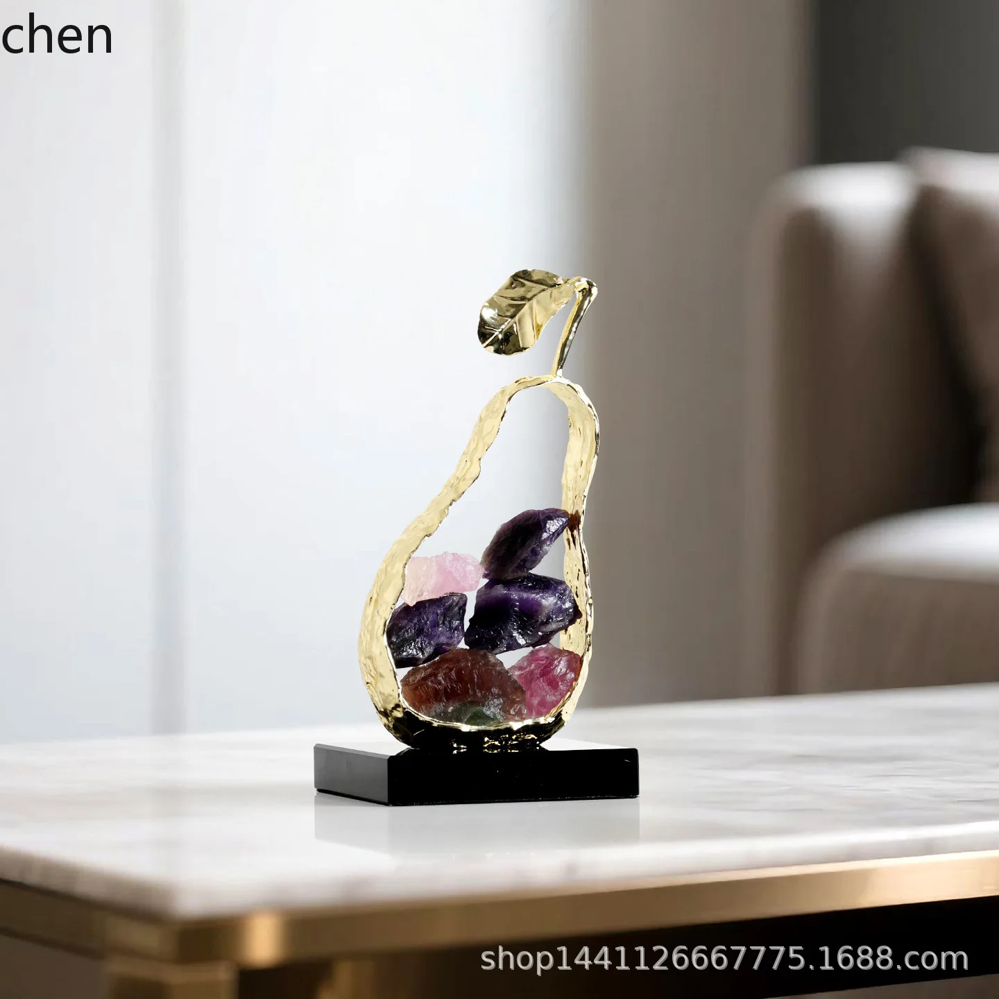 HT Factory Direct Sale Peace Crystal Apple Ornament Living Room TV Cabinet Wine Cabinet Home Decoration Gift Crystal