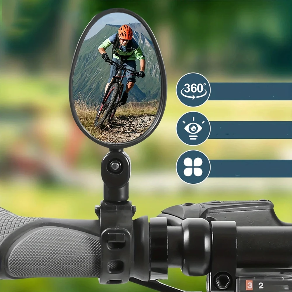 Bicycle Rearview Mirror 360 Rotate Adjustable Bike Rear View Mirror Wide-Angle Road Cycling Handlebar Universal MTB Accessories