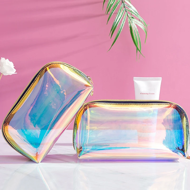 PVC Transparent Cosmetic Bag Women Makeup Storage Clear Organizer Wash Travel Portable Toiletry Multifunction Purse Pouch Bag