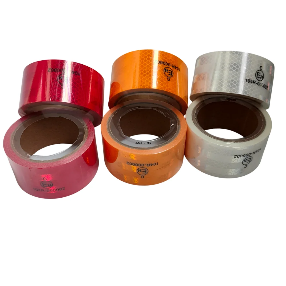 5 سنتيمتر * 5 متر PC مادة عاكسة CE4 104R-000002 ملصق مضاد للمياه لاصق أبيض أحمر أصفر عاكس أشرطة لشاحنة سيارة #2