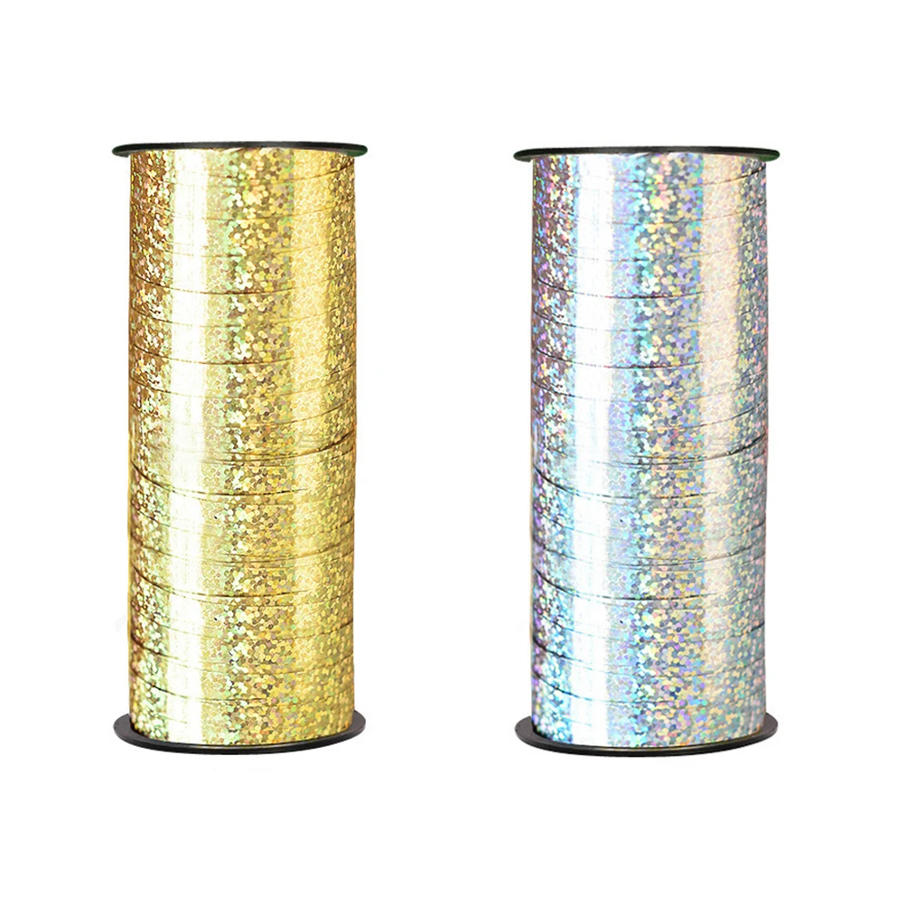 

2 Pcs Gold and Silver Balloon Ribbon Glittering Party Curling Shiny Bling