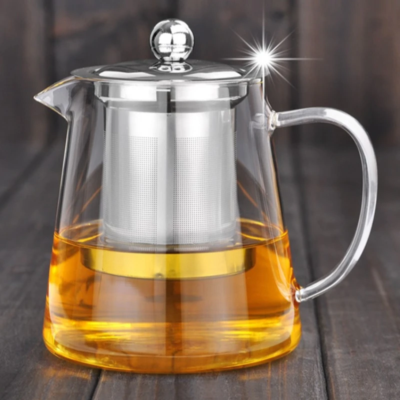 400ml/1350ml Filterable Heat-resistant Thickened Glass Teapot High Borosilicate Glass Flower Tea Pot Heatable Glass Tea Set