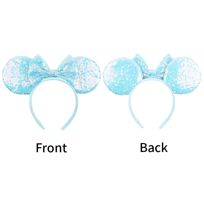 2024 Cute Candy Color 4-Inch Thickened Girls Ears Headband With Sequins 5-Inch Bow Headband DIY Holiday Party Hair Accessories