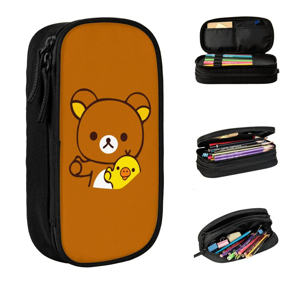 

Cute Rilakkuma Kiiroitori Pencil Case Pencil Box Pen for Girl Boy Big Capacity Bags School Supplies Zipper Stationery