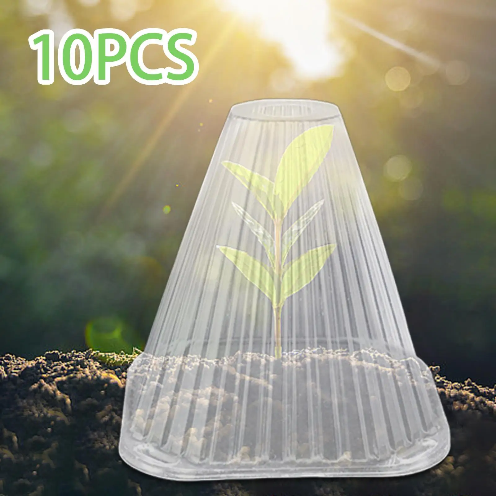 10 Pieces Garden Cloche Plant Dome Transparent Mini Greenhouse Reusable Sturdy Frost Guard Freeze Protection Windproof Cover