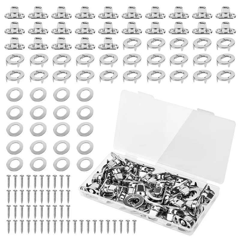 캔버스 해양 보트용 회전 단추 구멍, 스터드 및 스테인레스 스틸 나사, 해양 등급 트위스트 잠금 패스너, 25 세트