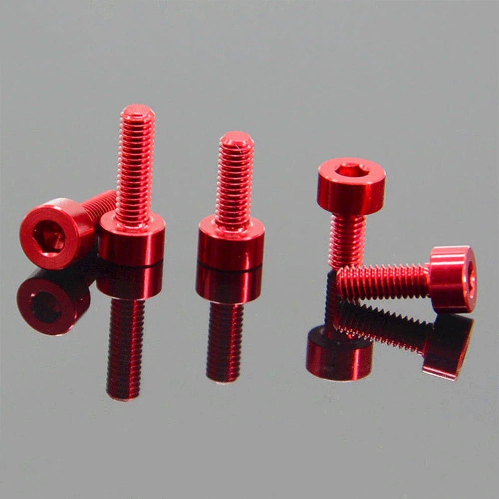 Dark Red  M3 x 6 8 10mm 7075 Aluminum Alloy Cap Head Screw Bolts Hex Allen Socket For Model Aircraft Car DIY