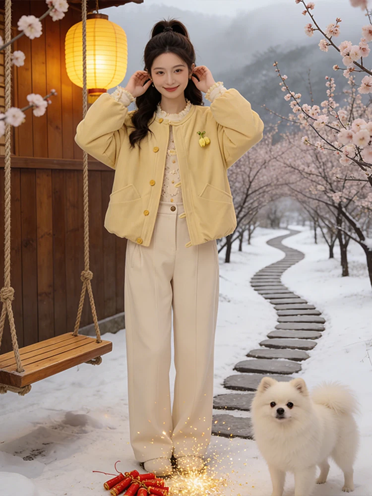 

Retro Hong Kong Sle Thiened ort Casual Outerwear for Women Autumn Winter New Arrival Sli Top Korean Version Loose Fit