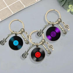 Creative Gramophone Music Keychain Ring Creative Charm Music Retro Vinyl Keychain Vinyl Record Picture Musician Accessories Gift