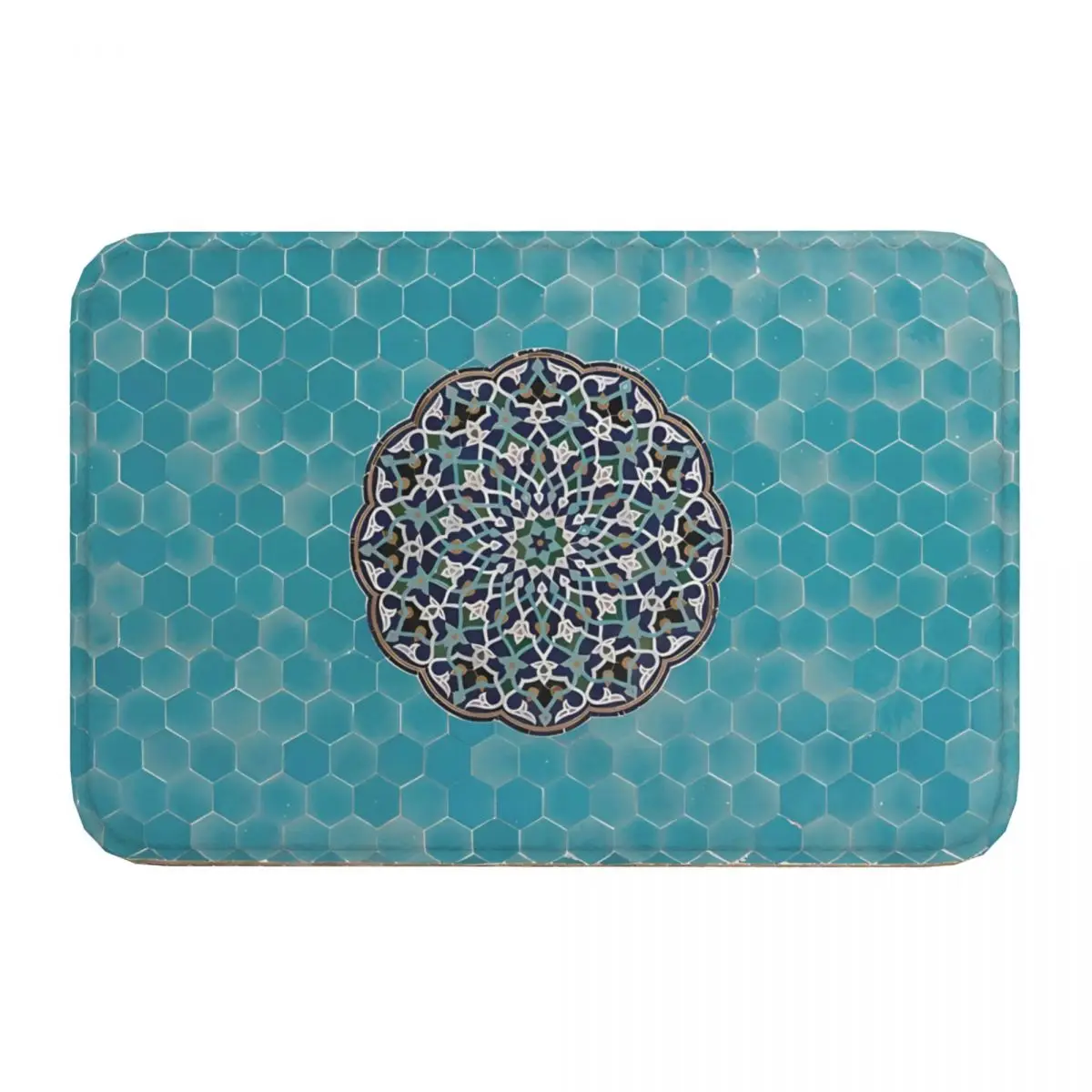 MORROCAN ART Non-slip Doormat Kitchen Mat Artistic Mosaic And Blue Tiles Hallway Carpet Entrance Door Rug Home Decorative