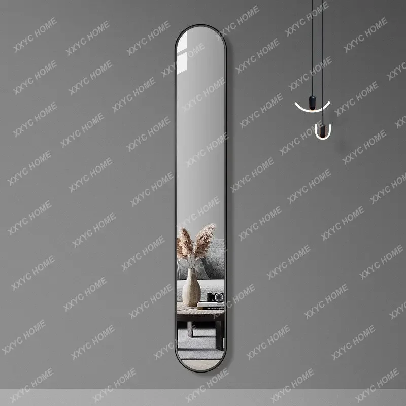 Luxury Dressing Mirror Wall Hanging Ultra Narrow Full-Length Mirror Small Apartment Entrance Mirror Punch-Free Full-Length irror