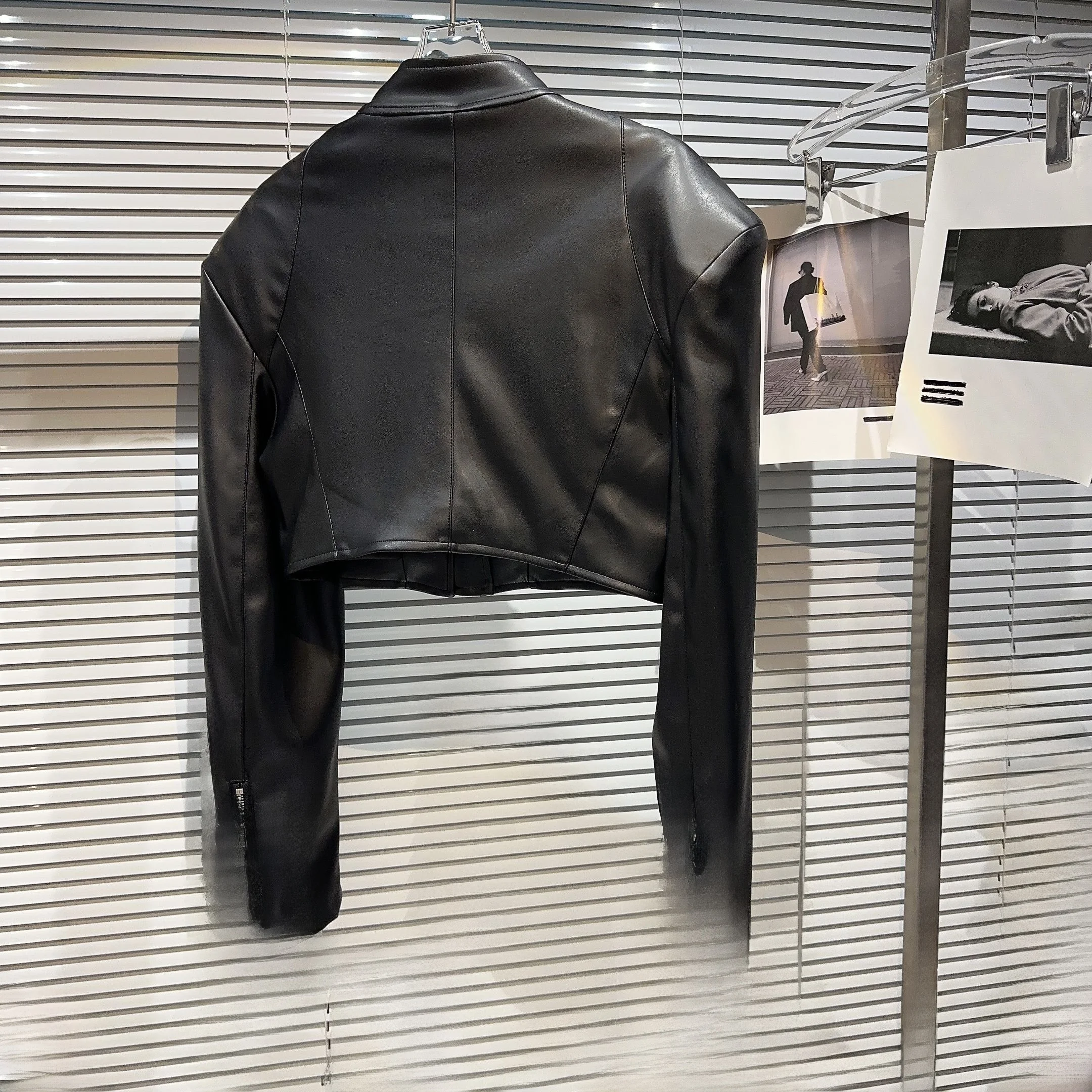 فاسق Sle Waed الجلود Jaet وسادة الكتف مربوط زر الساخن فتاة الشارع الشهير ort معطف سستة إغلاق طويل Sve المرأة... #4