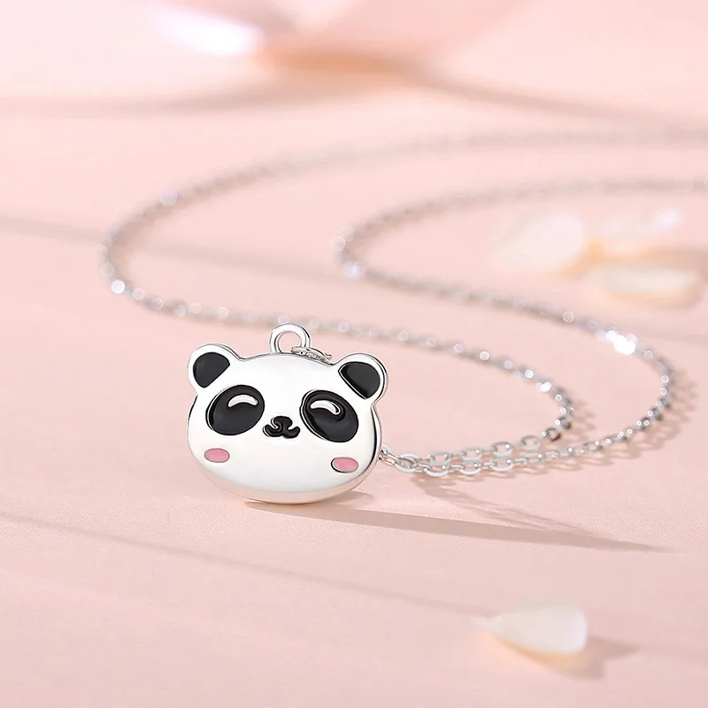 

TIMESWIND Lovely Panda S925 Silver Enamel Pendant Women Animal Necklace with Certificate