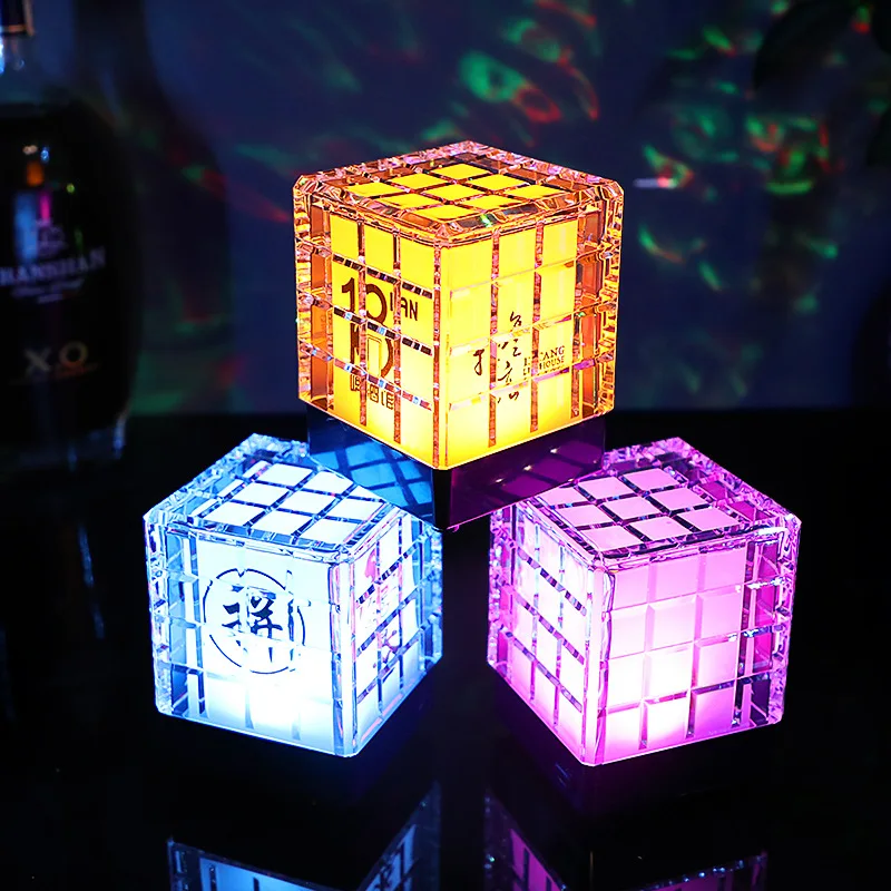 

LED charging bar desk lamp KTV decorative acrylic table lamp clear bar night light ambient light Rubik's cube bar lamp