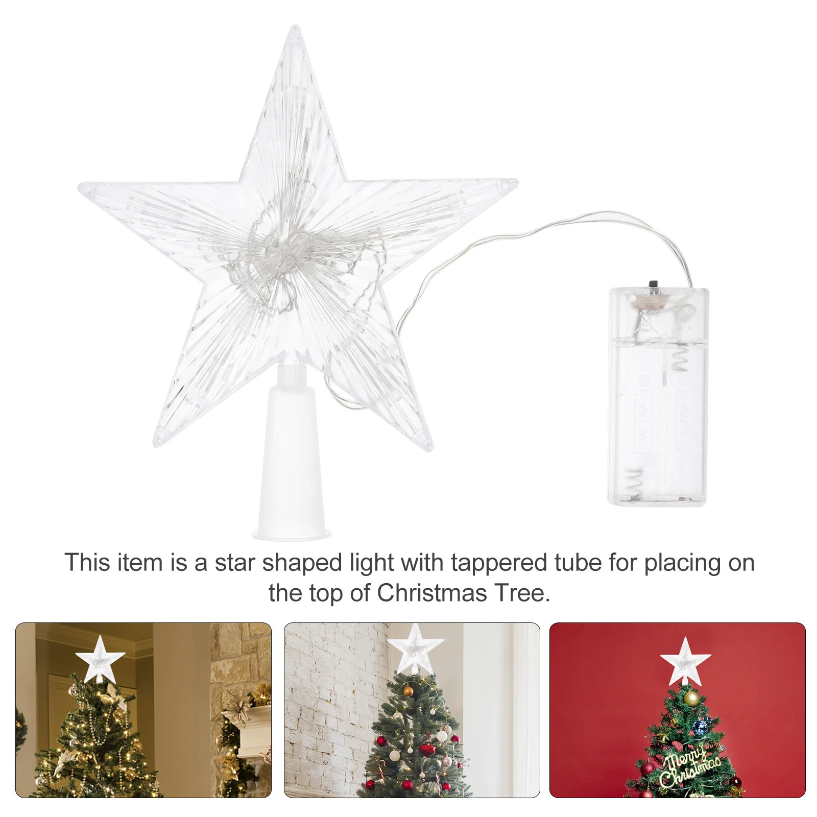 Incandescent Fairy Lights Christmas Tree Star Shaped Lamp 3d Lighted Topper LED Xmas