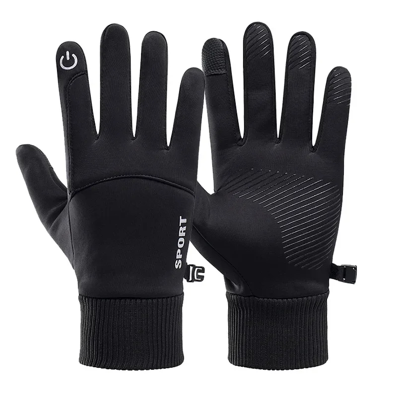 

Men Winter Waterproof Cycling Gloves Outdoor Sports Running Motorcycle Ski Touch Screen Fleece Gloves Non-slip Warm Full Fingers