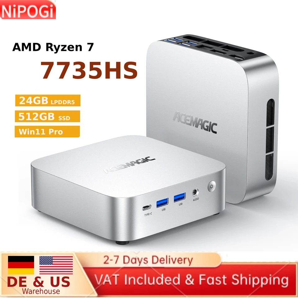 NIPOGI Mini PC AMD R7 Powerful Compact Desktop