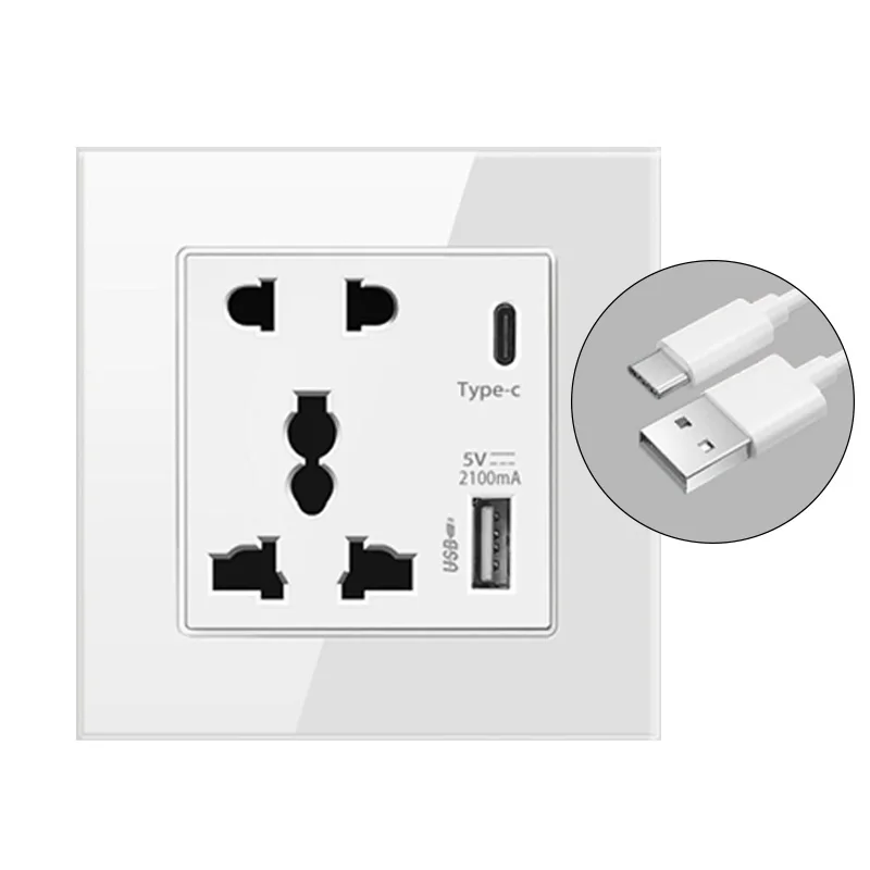 International universal five-hole USB wall socket, 18W Type-c USB plug adapter,Smart Charging grey/black/white/gold AC110V-250V