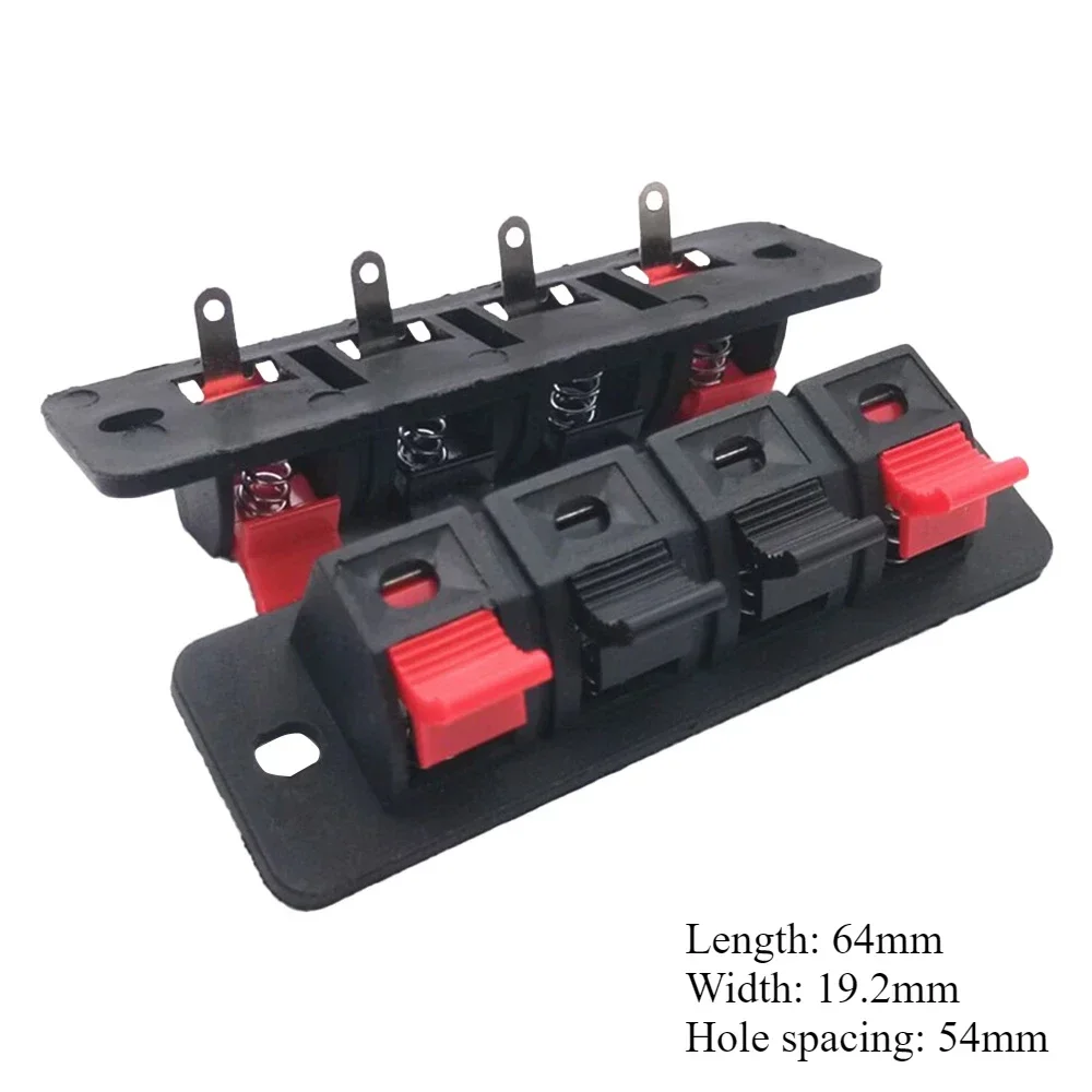 5PCS Plastic Audio Speaker Terminals, 2/4 Pos Push-In Jacks, Spring Loaded Test Clips - Ideal for DIY Audio Enthusiasts