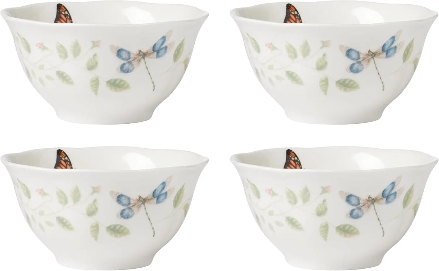 

894543 Butterfly Meadow Vines 4-Piece Rice Bowl Set