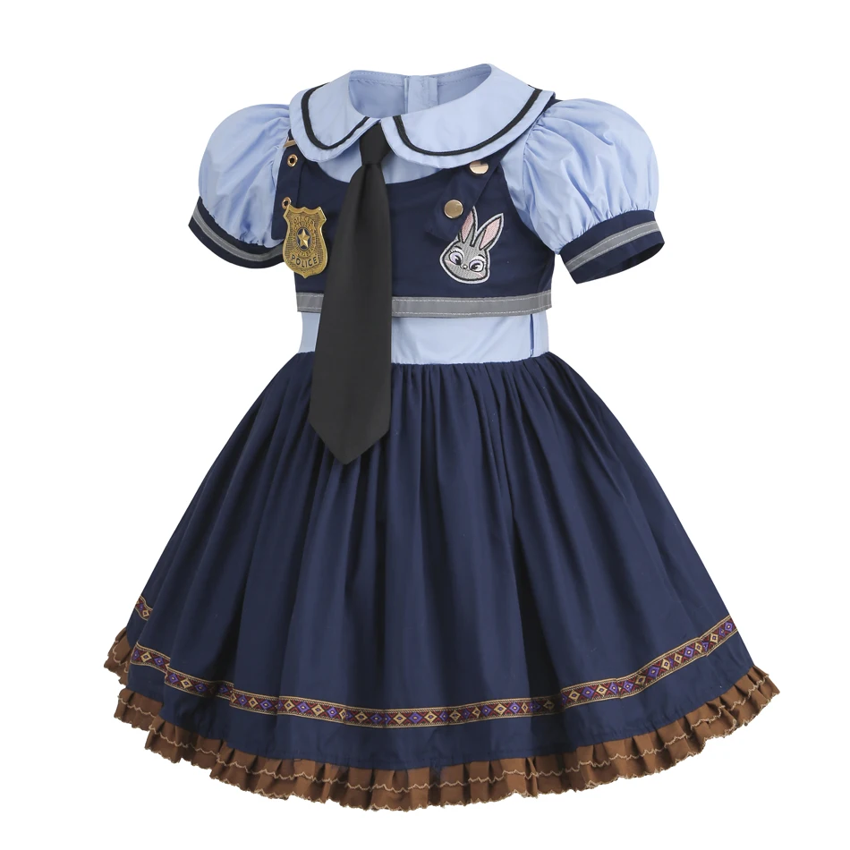 Disney Judy Rabbit Police Officer Cosplay Costume Girls Spring and Summer Holiday Dress Two-piece Baby Lolita Princess Dress