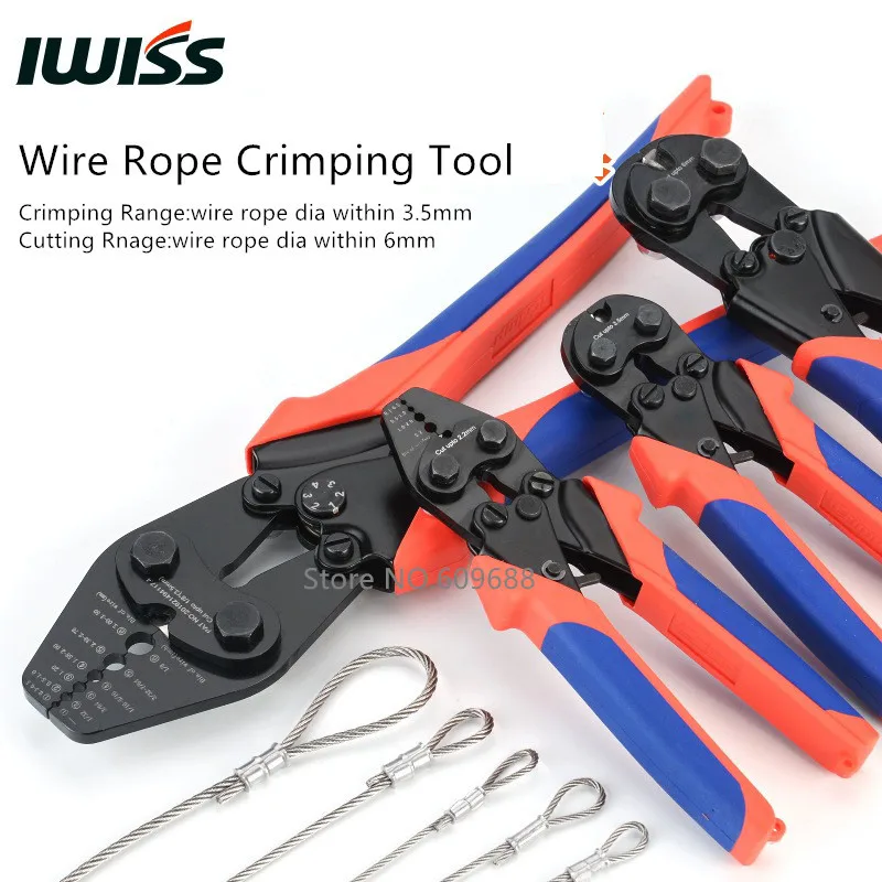 IWISS Wire Rope Crimping Tool Pliers 1-6mm Multi-wire Rope Cutter Pliers