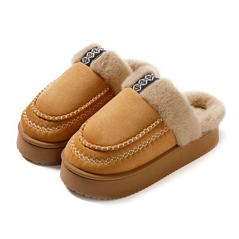 الشتاء منصة المرأة النعال المنزل الشقق رقيق الفاخرة مصمم أحذية امرأة عادية داخلي أنيق غامض الفراء الشرائح لينة وحيد #6