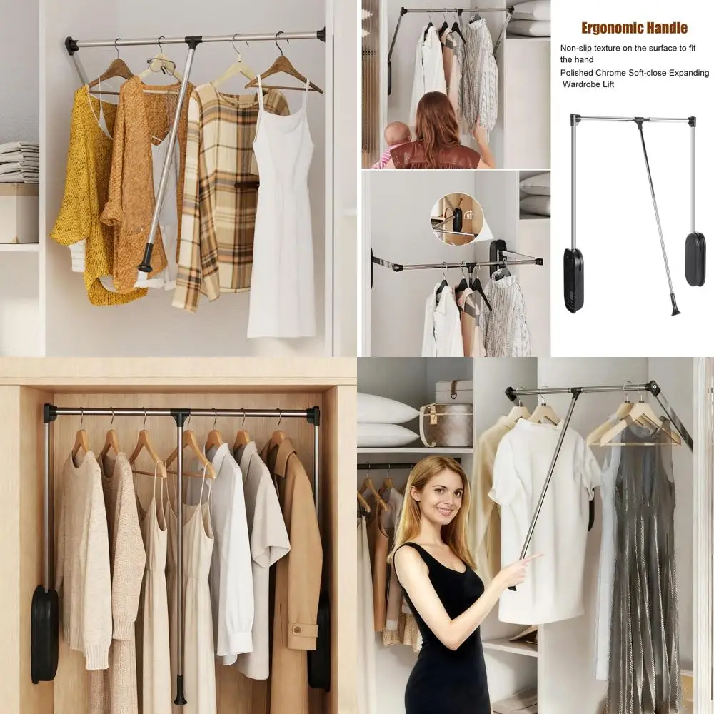 

Adjustable 32.67-45.27 Wardrobe Hanging Rod, 60 lbs Load Capacity, Chrome Steel