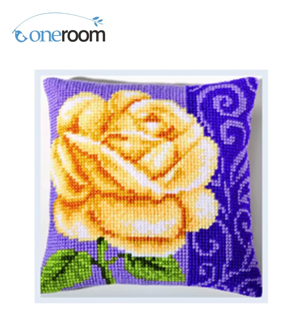 

CX0096 DIY Needlework Kit Unfinished Acrylic Yarn Embroidery Pillow Tapestry Canvas Cushion Front Cross Stitch