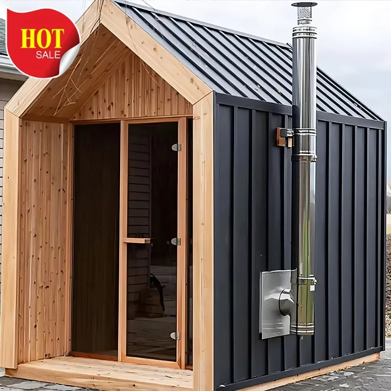 Customized Easy Installation Auto Control Stove 4-6 Person Wood Fired Pine Wood Sauna for Garden Relaxation