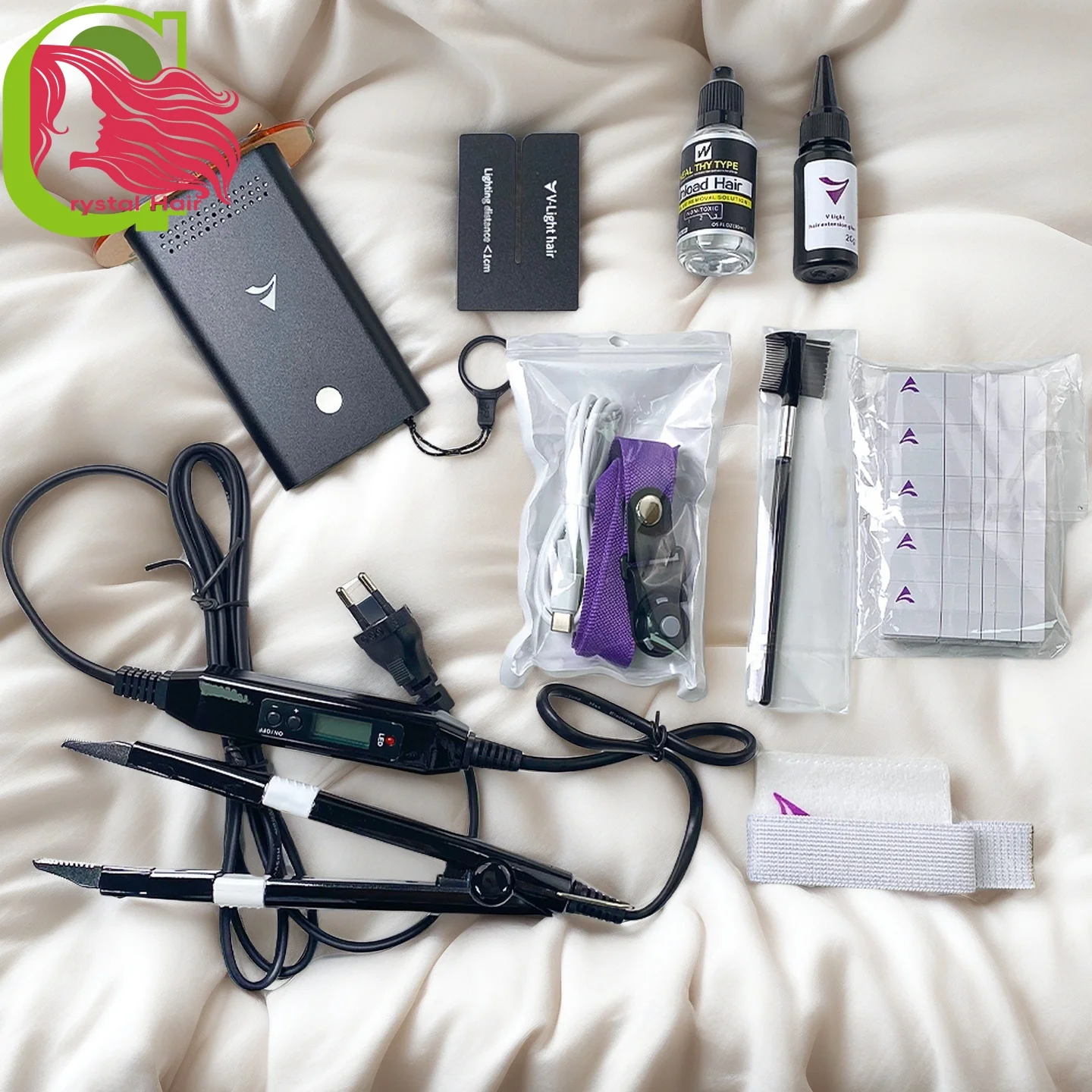 

Advanced V Light Hair Extensions Kit Tape-In Extensions with High-Tech UV Machine and Glue for Quality Salon Use Seamless hair