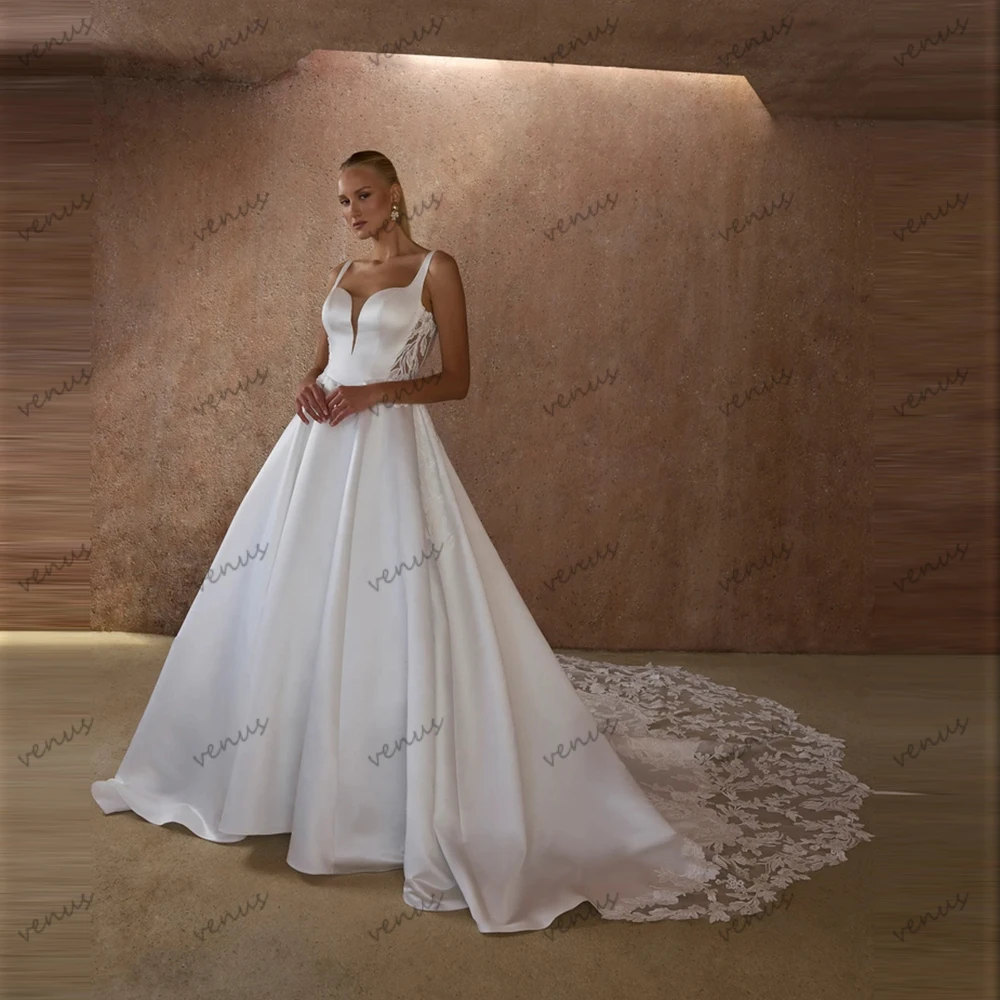 

Винтажные свадебные платья Очаровательные свадебные платья Кружевные аппликации Халаты без рукавов с открытой спиной Гламурные платья Vestidos De Novia по индивидуальному заказу