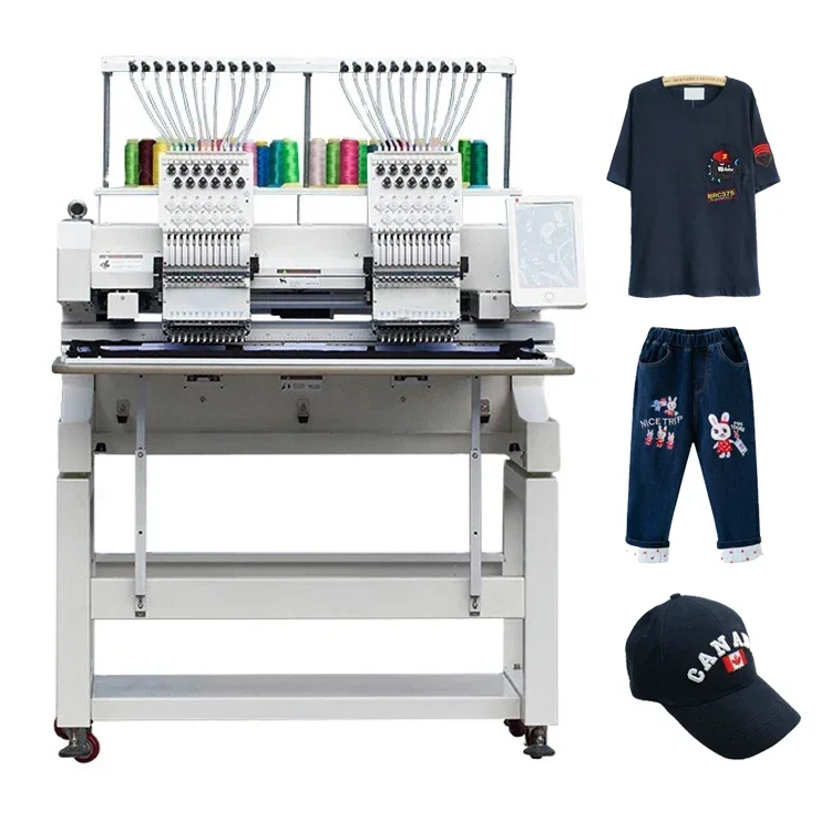 Automatic NEW Professional High Speed 1200rpm Sewing Cap Embroidery Machine    Computerized 2 Head Embroidery Machines