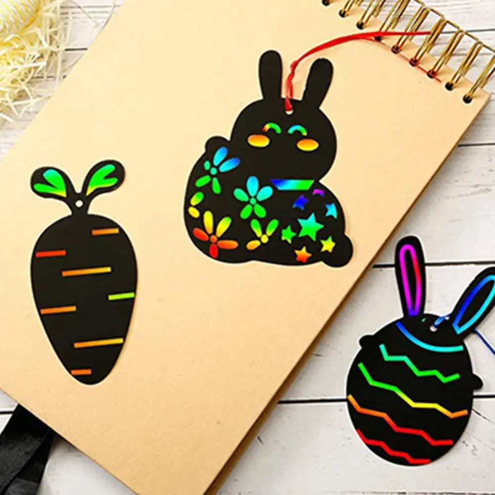 

1Set Rainbow Scratch Paper Easter Activities DIY Crafts for Children Party Supply Gift Set Scratch Paper Kids Playthings
