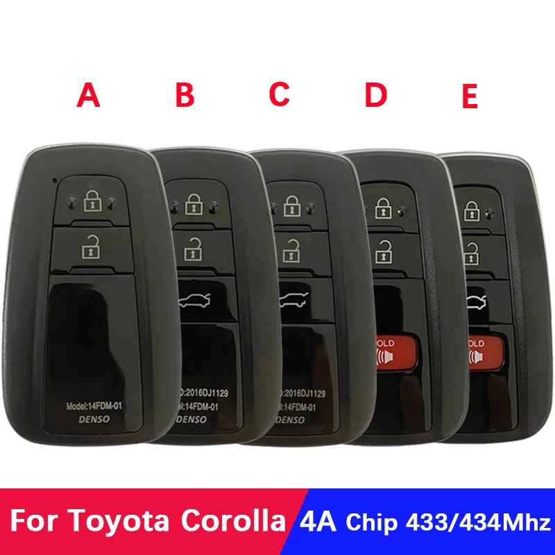 CN007269 Aftermarket 2/3/4 Button Smart Key Remote B2U2K2R HITAG AES NCF29A1M 433MHz 8990H-02050 For Toyota Corolla 2018+