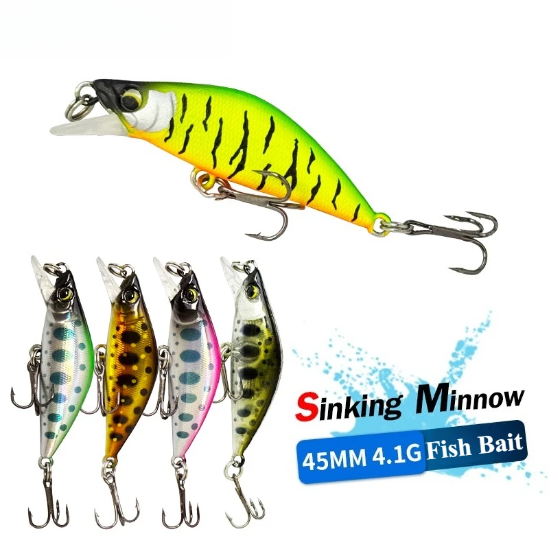 

1pcs Submersible 45mm/4.1g Horse Mouth Minnow Bait High Quality Coated New Artificial Plastic Hard Bait 3D Simulation Fisheye