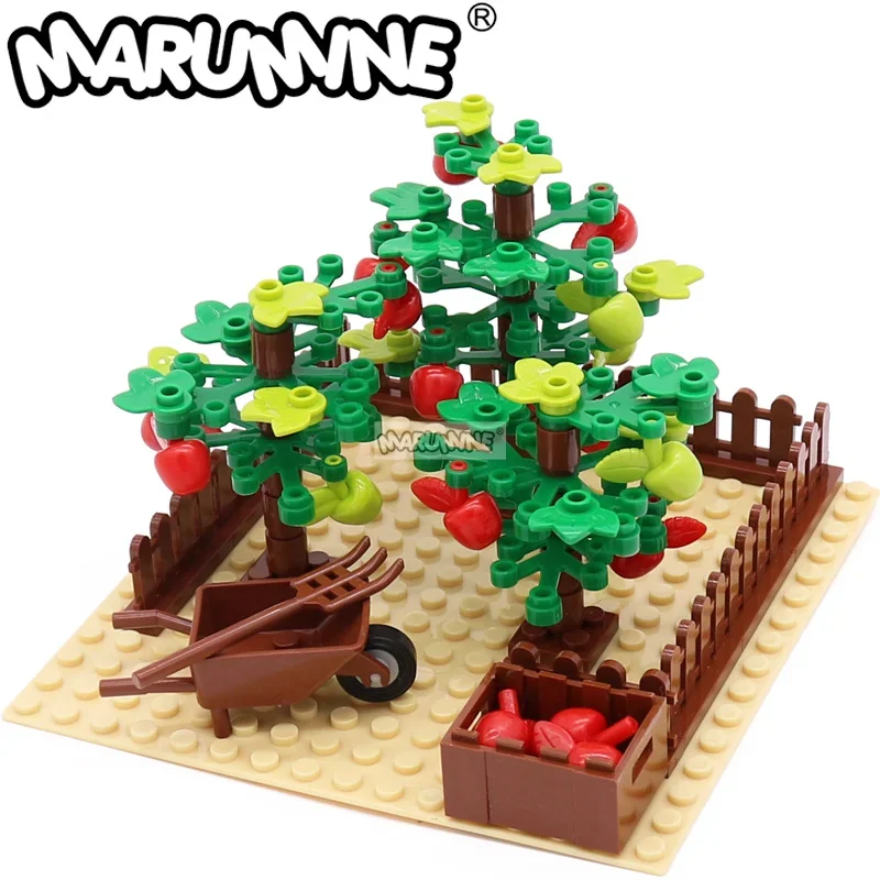 Marumine-MOC City Building Blocks, Orchard Farm, Apple Village, Brick Model Kit, Construções, Brinquedos Criativos, Peças, Acessórios, DIY Set