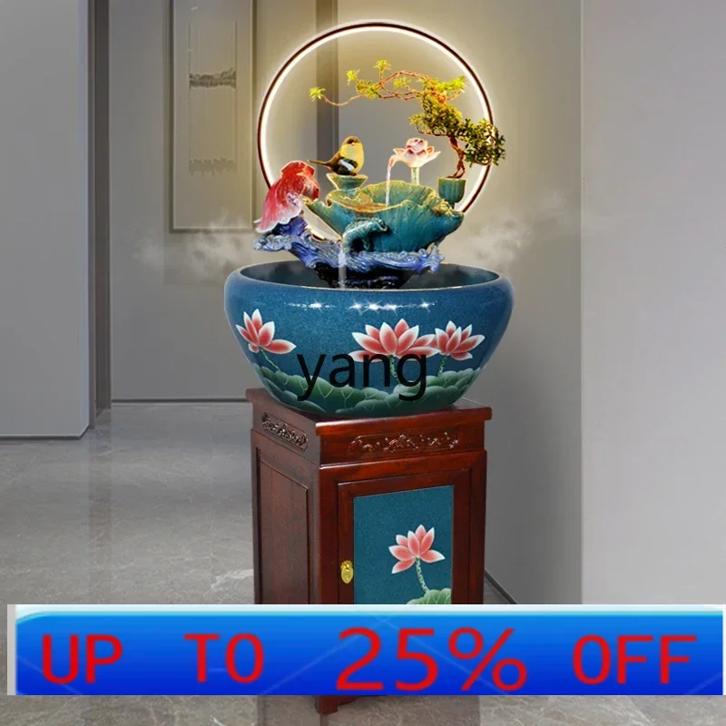 

lmm new Chinese ceramic fish tank circulating water bottom filtration lucky floor ornament