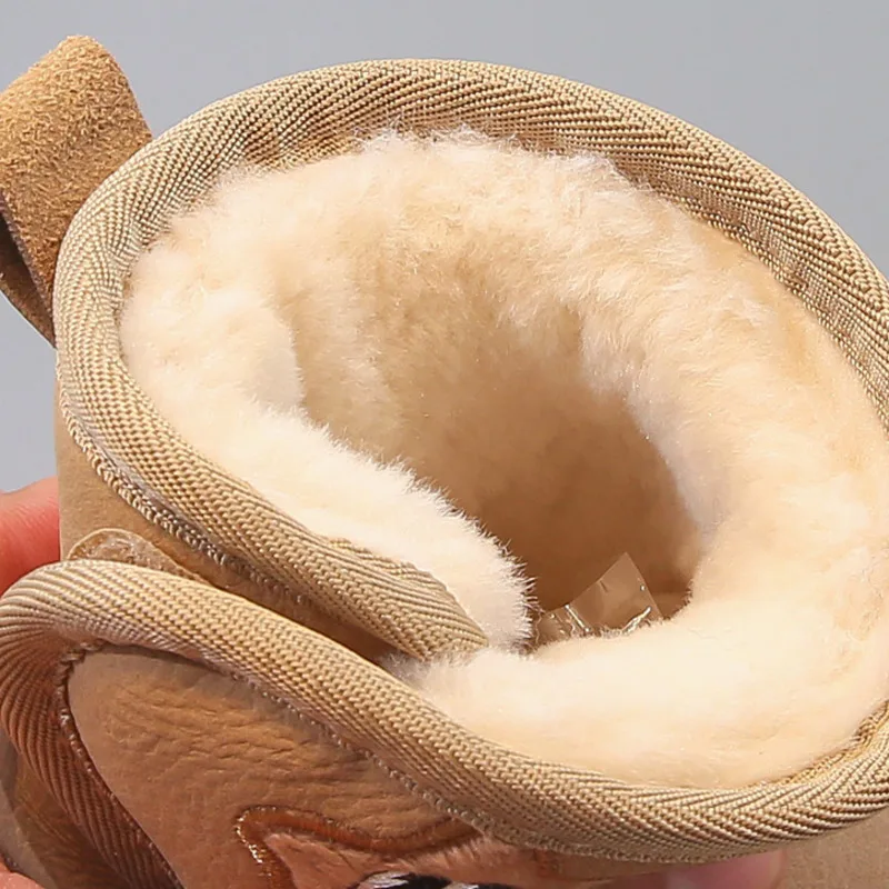 كارتون ستار أطفال أحذية الثلوج الشتاء الصلبة بولي PU أفخم سميكة بنين بنات حذاء الكاحل الدافئة هوك حلقة لينة أسفل الأطفال الأحذية