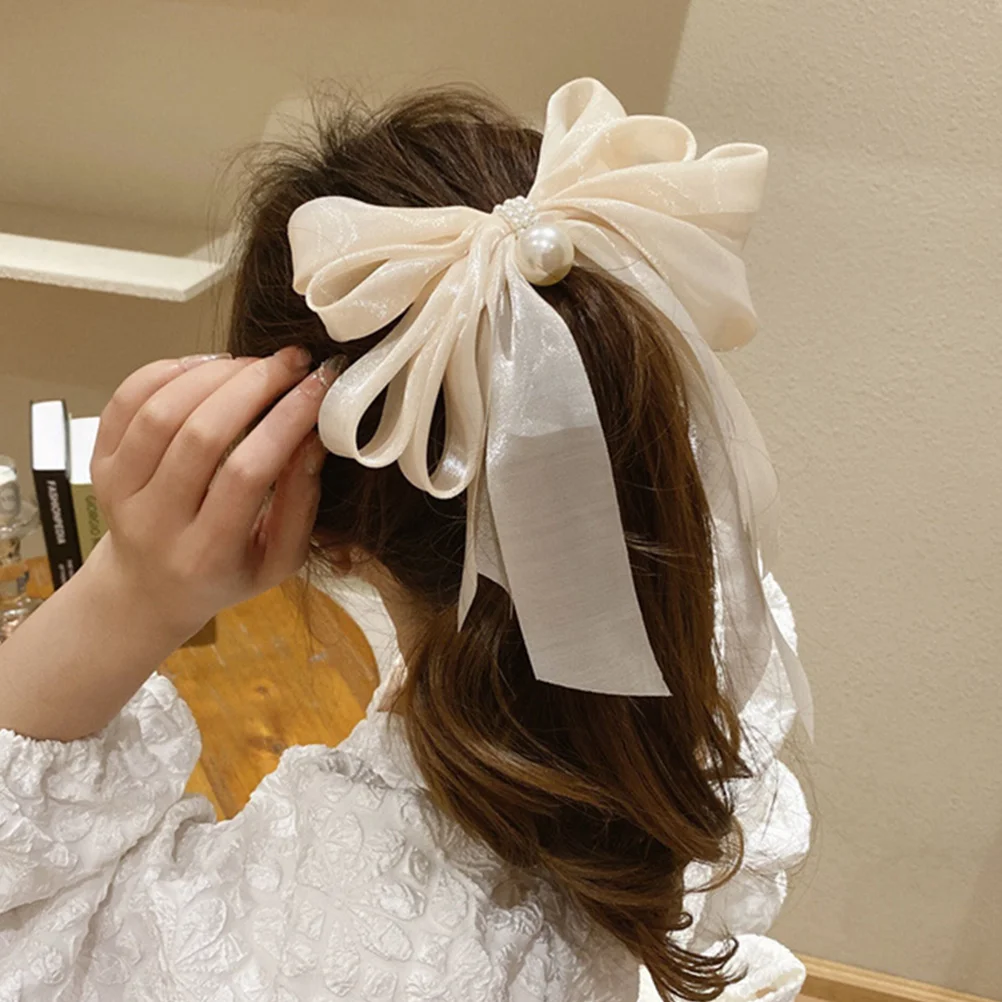 

2 Pcs Bows Back Barrettes Girls Pearls Clips Women Holder Accessories Thin Women Hair Bows Clip Thick Hair Styling Hairpins